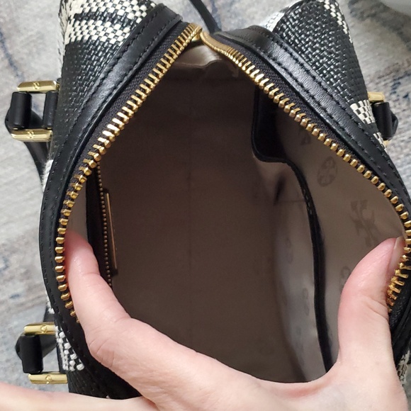 Tory Burch Robinson Plaid Boston Satchel Bag Purse with Crossbody Strap - Picture 8 of 16